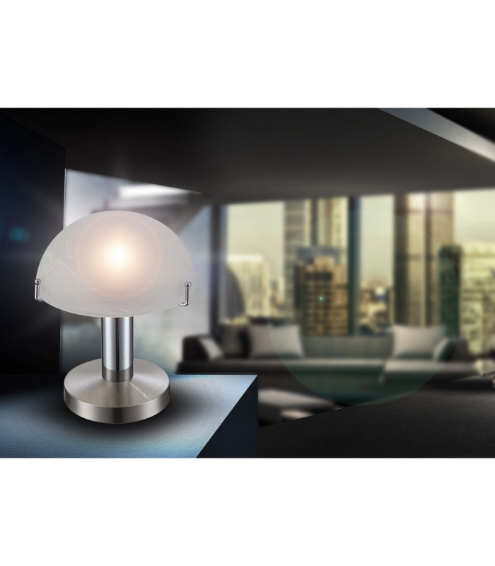 Otti Bedside Table Lamp Chrome Satined Glass Shade 1x E14 3000K-2