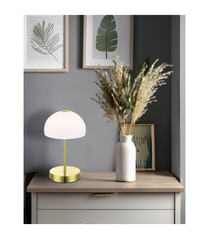 Snowflake Bedside Table Lamp Brass-Coloured Opal Glass Shade LED 3000K-2
