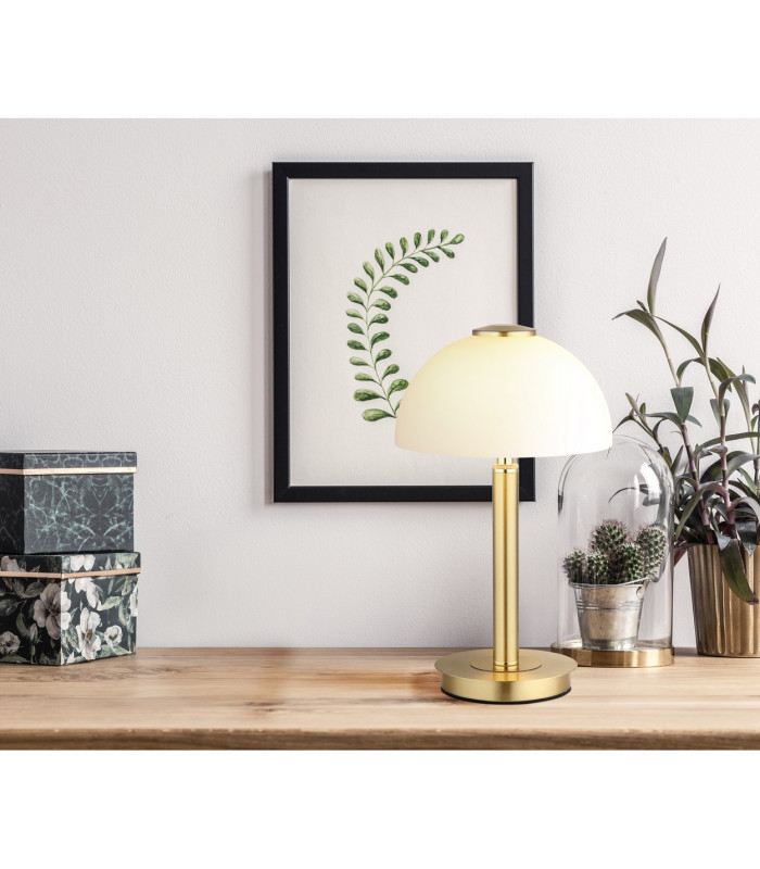 Uldin Bedside Table Lamp Brass-Coloured Matt Opal Glass Shade LED 3000K-6