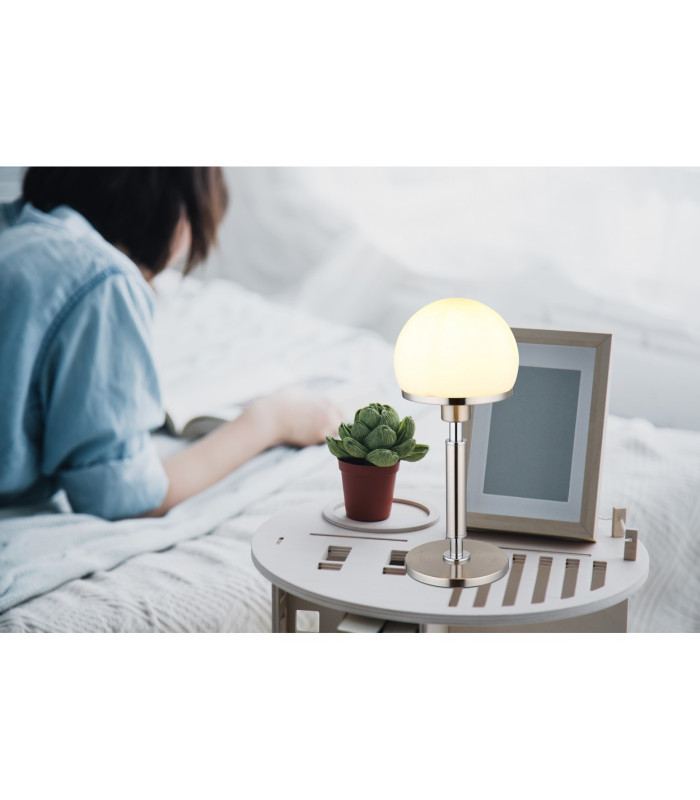 Haku Globe Table Lamp Nickel Matt Opal Glass Shade 1x E27-8