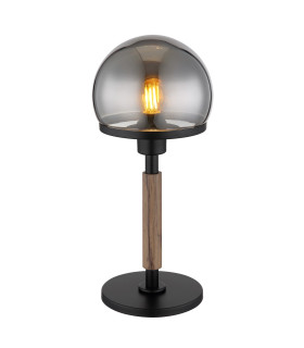 Haku Globe Table Lamp Matt Black Smoke Glass Shade 1x E27-1