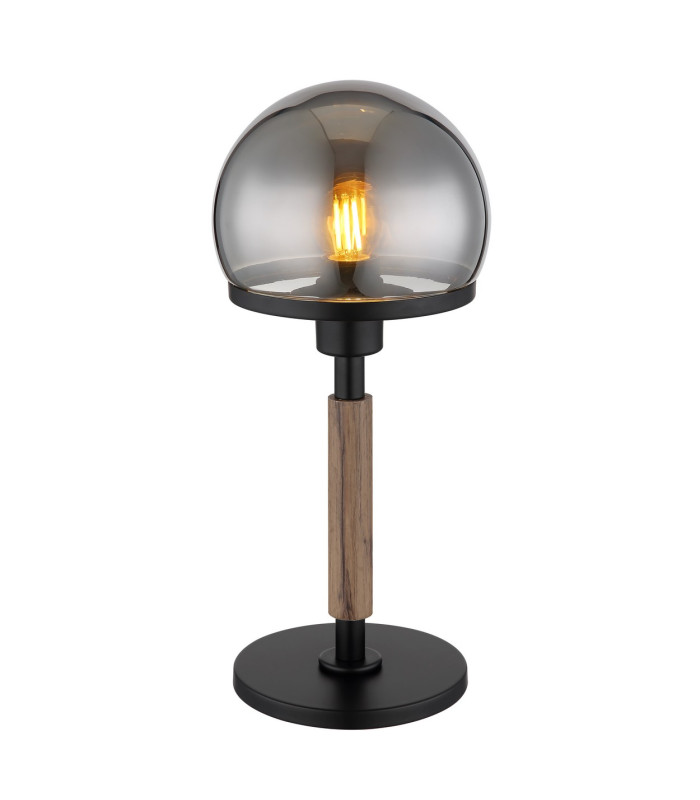 Haku Globe Table Lamp Matt Black Smoke Glass Shade 1x E27-1