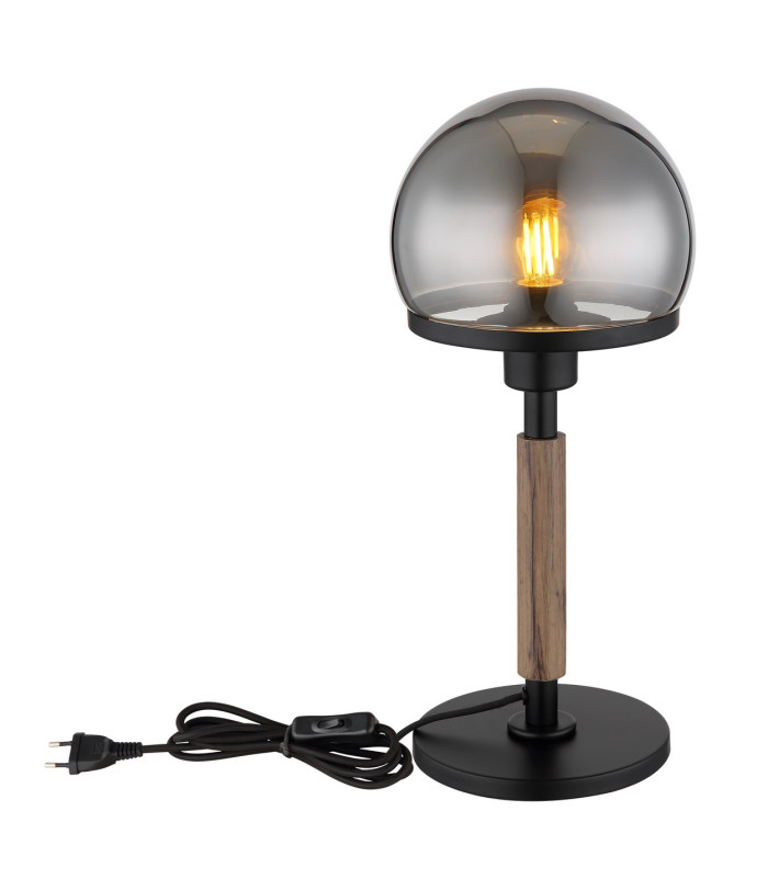 Haku Globe Table Lamp Matt Black Smoke Glass Shade 1x E27-3