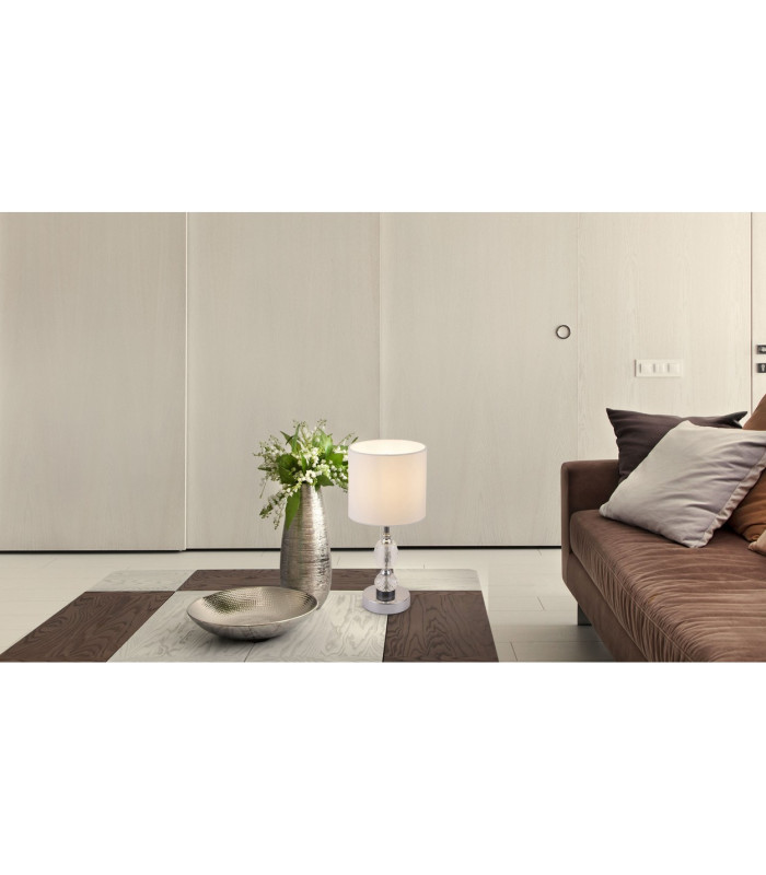 Bronn 21cm Table Lamp with Round Shade Chrome 1x E14-8
