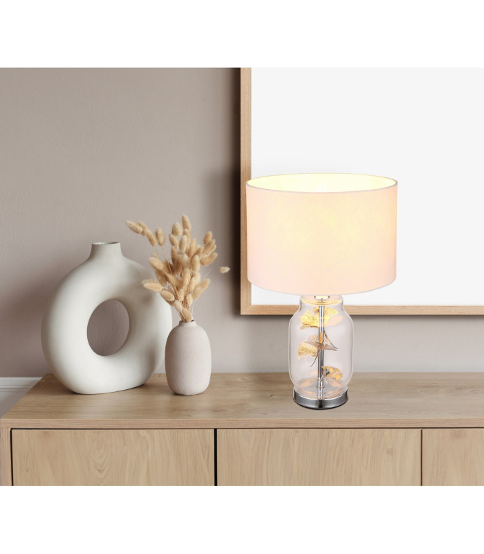 Ginko Table Lamp with Round Shade Chrome 1x E27-7