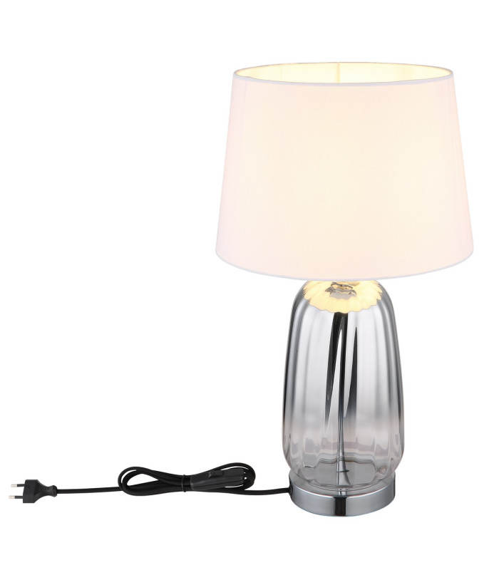 Classy Table Lamp with Round Tapered Shade Chrome 1x E27-6