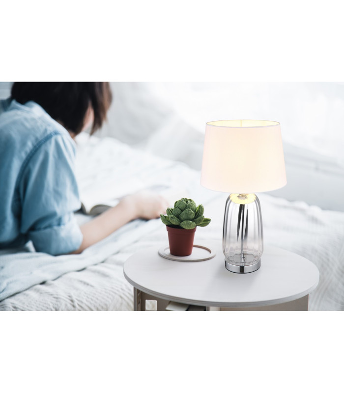 Classy Table Lamp with Round Tapered Shade Chrome 1x E27-7