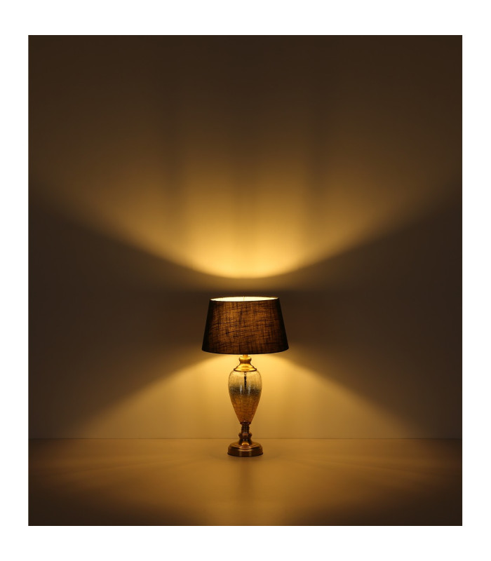 Leila Table Lamp with Round Tapered Shade Old Brass 1x E27-7