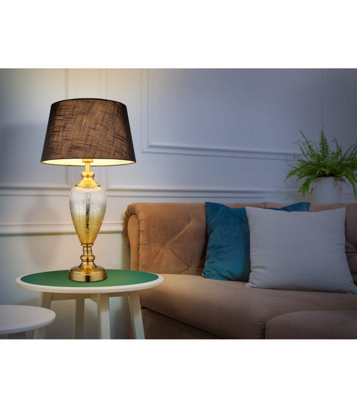 Leila Table Lamp with Round Tapered Shade Old Brass 1x E27-10