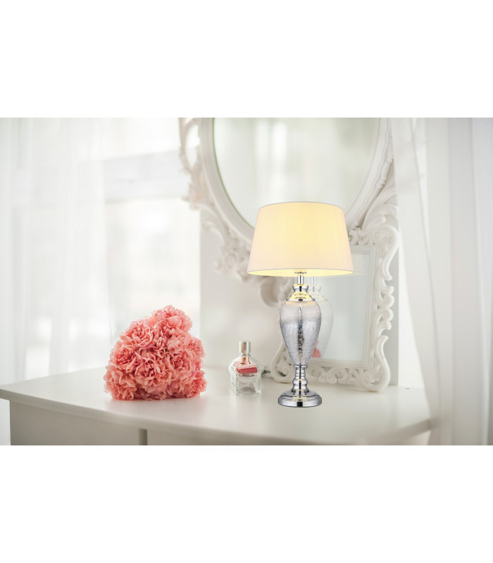 Leila Table Lamp with Round Tapered Shade Chrome 1x E27-7