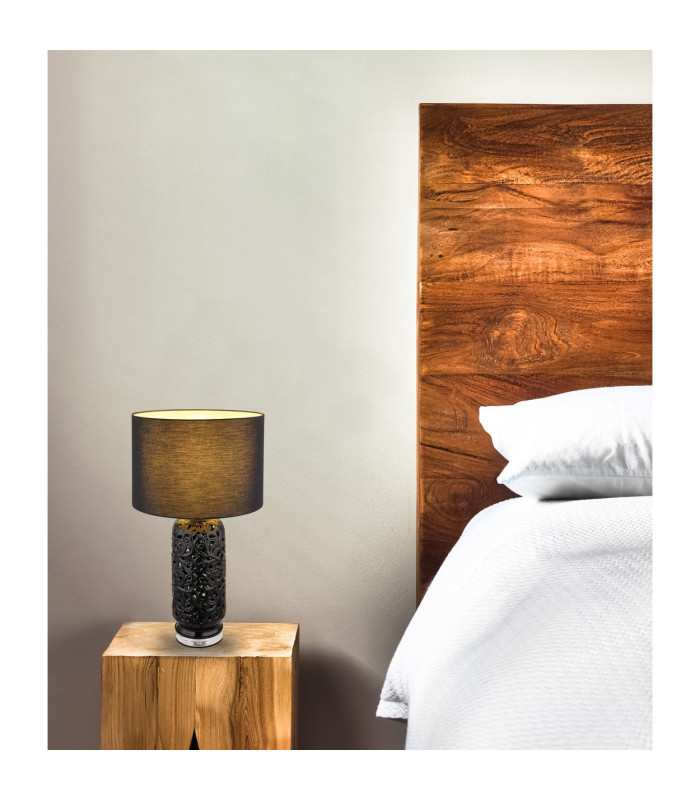 Sebastian Table Lamp with Round Shade Matt Black 1x E27-10