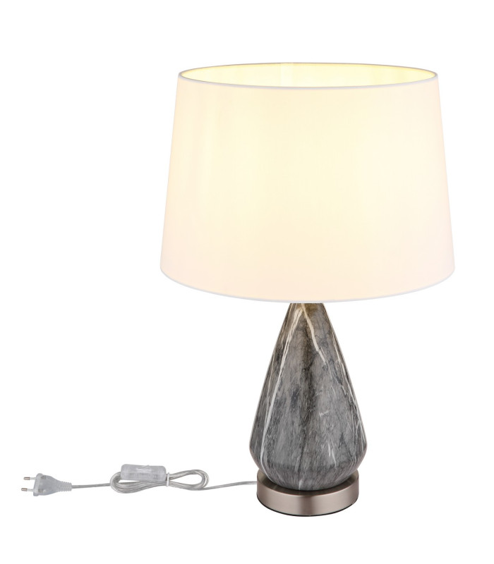 Kisa Table Lamp with Round Tapered Shade Nickel Matt 1x E27-4