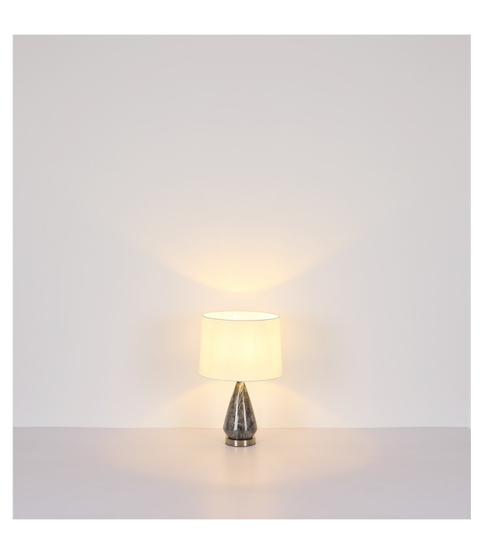 Kisa Table Lamp with Round Tapered Shade Nickel Matt 1x E27-6