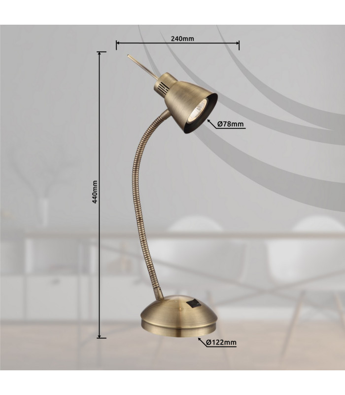 Nuova Desk Task Lamp Old Brass 1x GU10 3000K-4