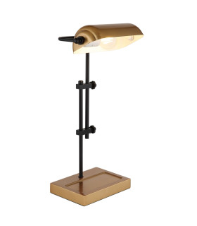Marid Bankers Table Lamp Matt Black Gold 1x E27-1