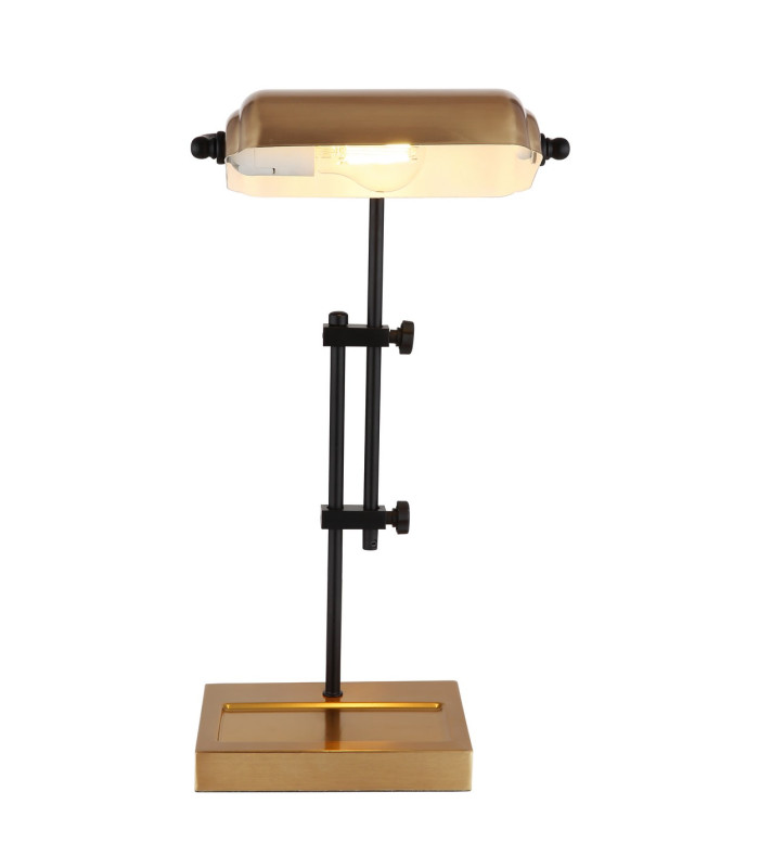 Marid Bankers Table Lamp Matt Black Gold 1x E27-3