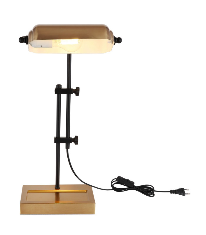Marid Bankers Table Lamp Matt Black Gold 1x E27-6
