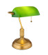 Antique Bankers Table Lamp Old Brass Green Glass Shade 1x E27-1