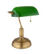 Antique Bankers Table Lamp Old Brass Green Glass Shade 1x E27-2