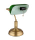 Antique Bankers Table Lamp Old Brass Green Glass Shade 1x E27-3
