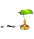 Antique Bankers Table Lamp Old Brass Green Glass Shade 1x E27-4