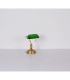 Antique Bankers Table Lamp Old Brass Green Glass Shade 1x E27-7