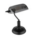 Antique Bankers Table Lamp Matt Black Smoke Glass Shade 1x E27-2