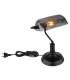 Antique Bankers Table Lamp Matt Black Smoke Glass Shade 1x E27-3