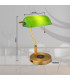 Antique Bankers Table Lamp Old Brass Green Glass Shade 1x E27 Wireless Charge-6