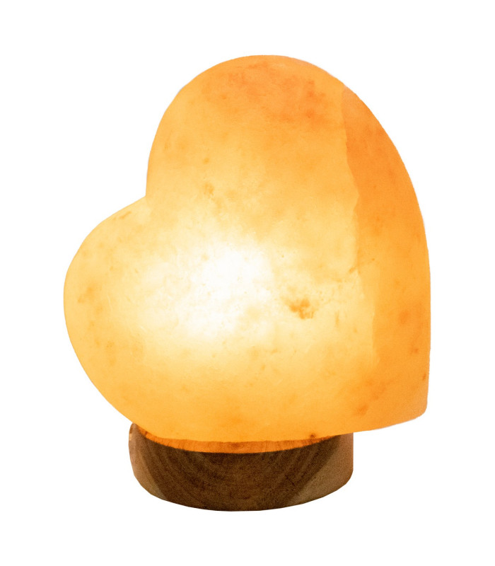Stone Table Lamp Natural Color Heart-Shaped Salt Crystal Stone 1x E14-1