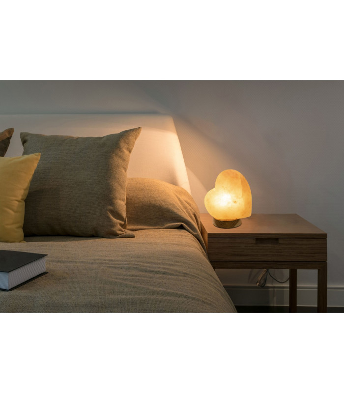 Stone Table Lamp Natural Color Heart-Shaped Salt Crystal Stone 1x E14-3