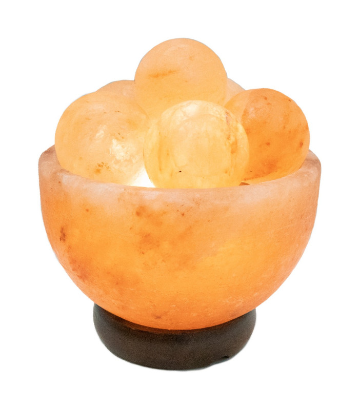 Stone Table Lamp Natural Color Bowl With Salt Crystal Spheres 1x E14-1