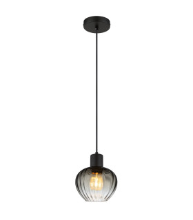 Toy 19cm Dome Pendant Ceiling Light Matt Black Smoke Glass Shade 1x E27-1