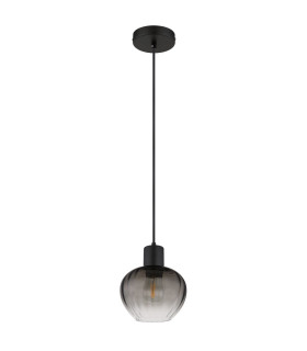 Toy 19cm Dome Pendant Ceiling Light Matt Black Smoke Glass Shade 1x E27-2