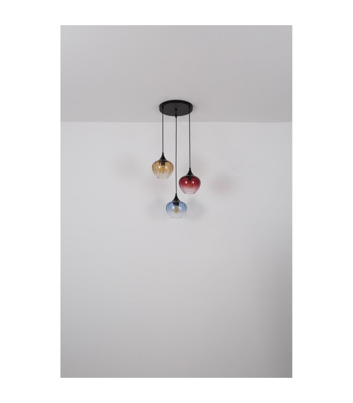 Toy 19cm Dome Pendant Ceiling Light Matt Black Smoke Glass Shade 1x E27-6