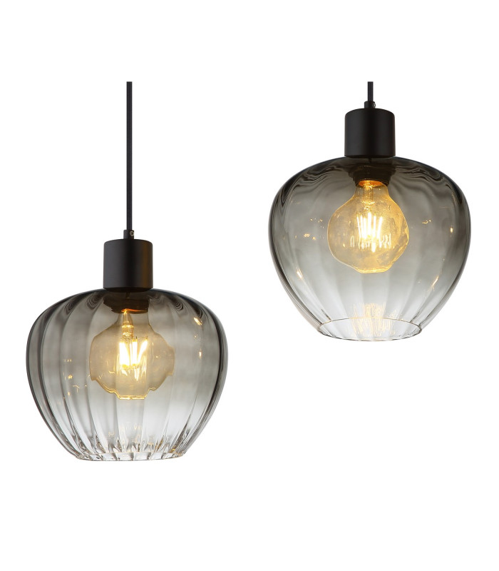 Toy Bar Pendant Ceiling Light Matt Black Smoke Glass Shade 4x E27-4