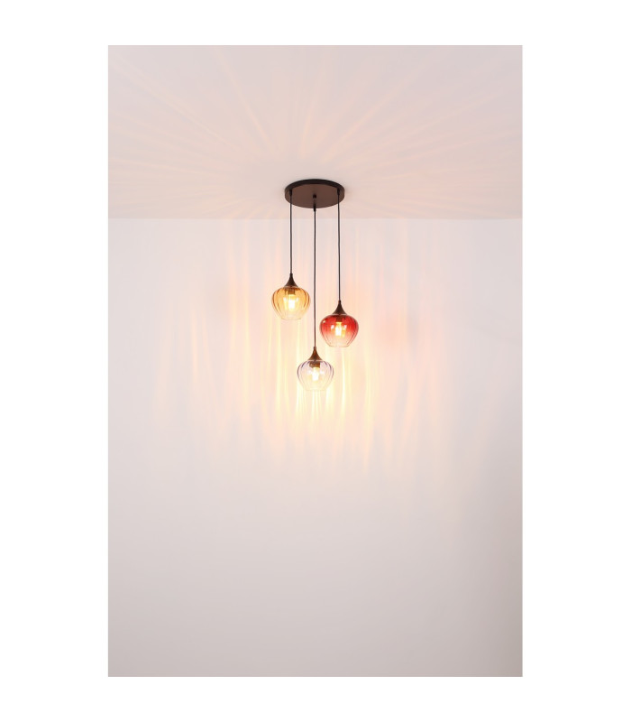 Toy Bar Pendant Ceiling Light Matt Black Smoke Glass Shade 4x E27-6