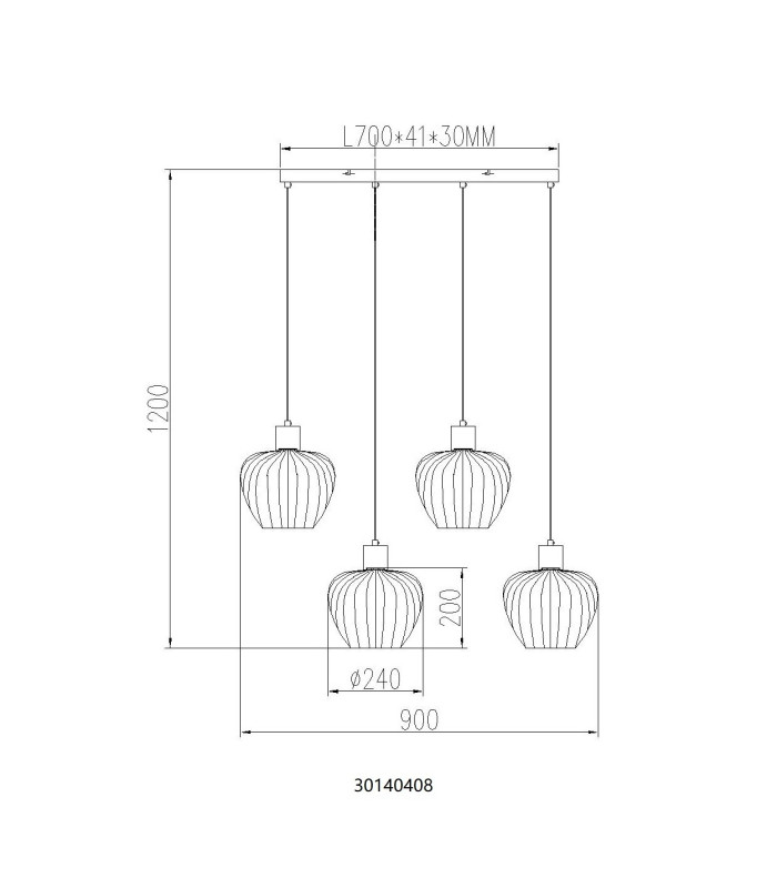 Toy Bar Pendant Ceiling Light Matt Black Smoke Glass Shade 4x E27-9
