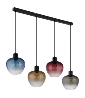Toy Bar Pendant Ceiling Light Matt Black Multicolour Glass Shade 4x E27-2