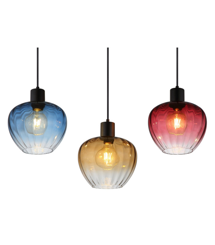 Toy Bar Pendant Ceiling Light Matt Black Multicolour Glass Shade 4x E27-4