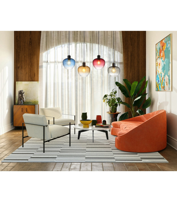 Toy Bar Pendant Ceiling Light Matt Black Multicolour Glass Shade 4x E27-8