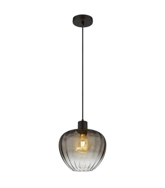 Toy 29cm Dome Pendant Ceiling Light Matt Black Smoke Glass Shade 1x E27-1