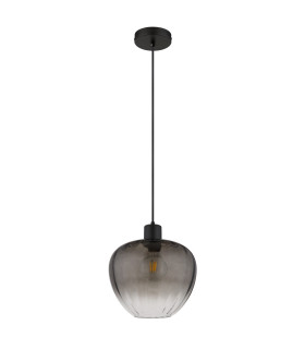 Toy 29cm Dome Pendant Ceiling Light Matt Black Smoke Glass Shade 1x E27-2