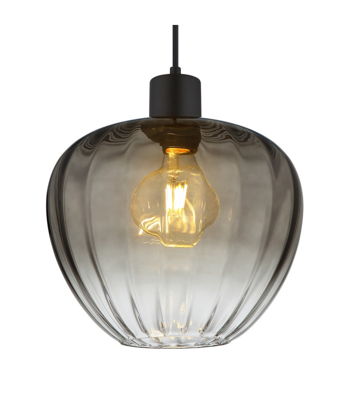 Toy 29cm Dome Pendant Ceiling Light Matt Black Smoke Glass Shade 1x E27-3