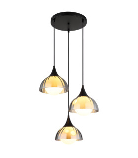 Eva Cluster Pendant Ceiling Light Matt Black Smoke Glass Shade 3x G9-1