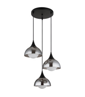 Eva Cluster Pendant Ceiling Light Matt Black Smoke Glass Shade 3x G9-2