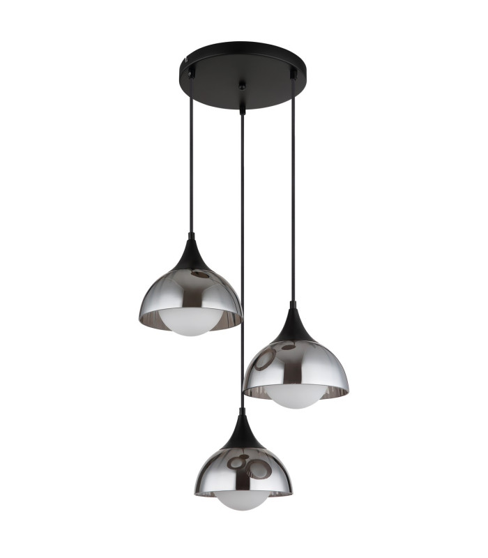 Eva Cluster Pendant Ceiling Light Matt Black Smoke Glass Shade 3x G9-2