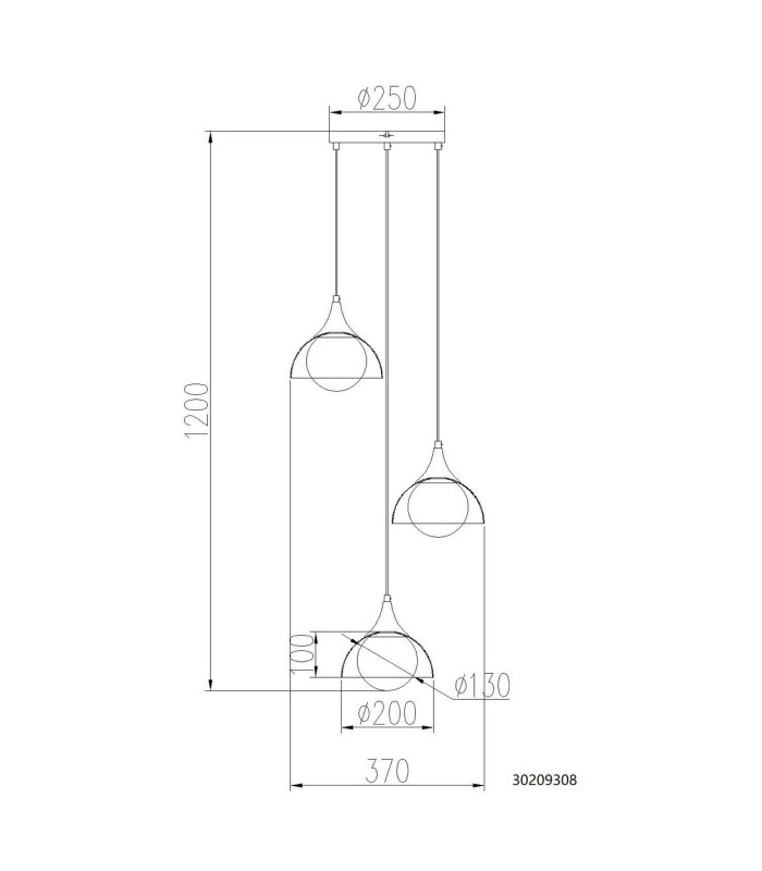 Eva Cluster Pendant Ceiling Light Matt Black Smoke Glass Shade 3x G9-5