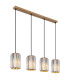 Run Bar Pendant Ceiling Light Wood Look K5 Crystals Smoke Colored 4x E27-1