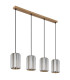 Run Bar Pendant Ceiling Light Wood Look K5 Crystals Smoke Colored 4x E27-2